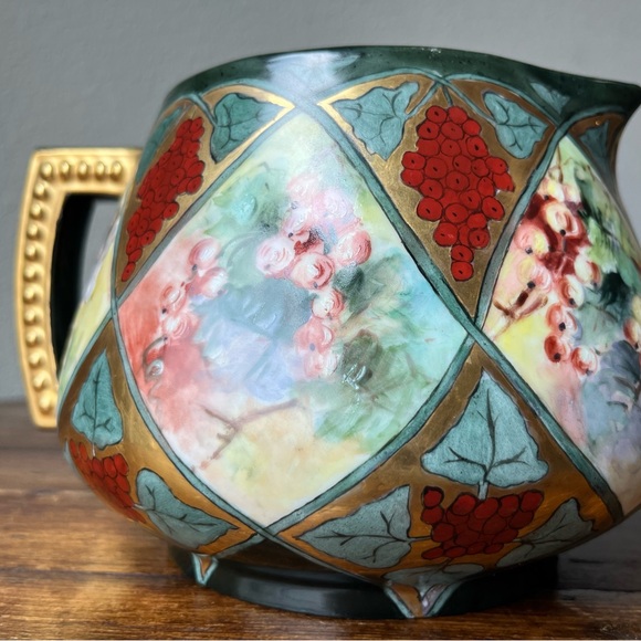 Antique JP Limoges France Handpainted Grape Motif Cider Pitcher - Picture 7 of 12